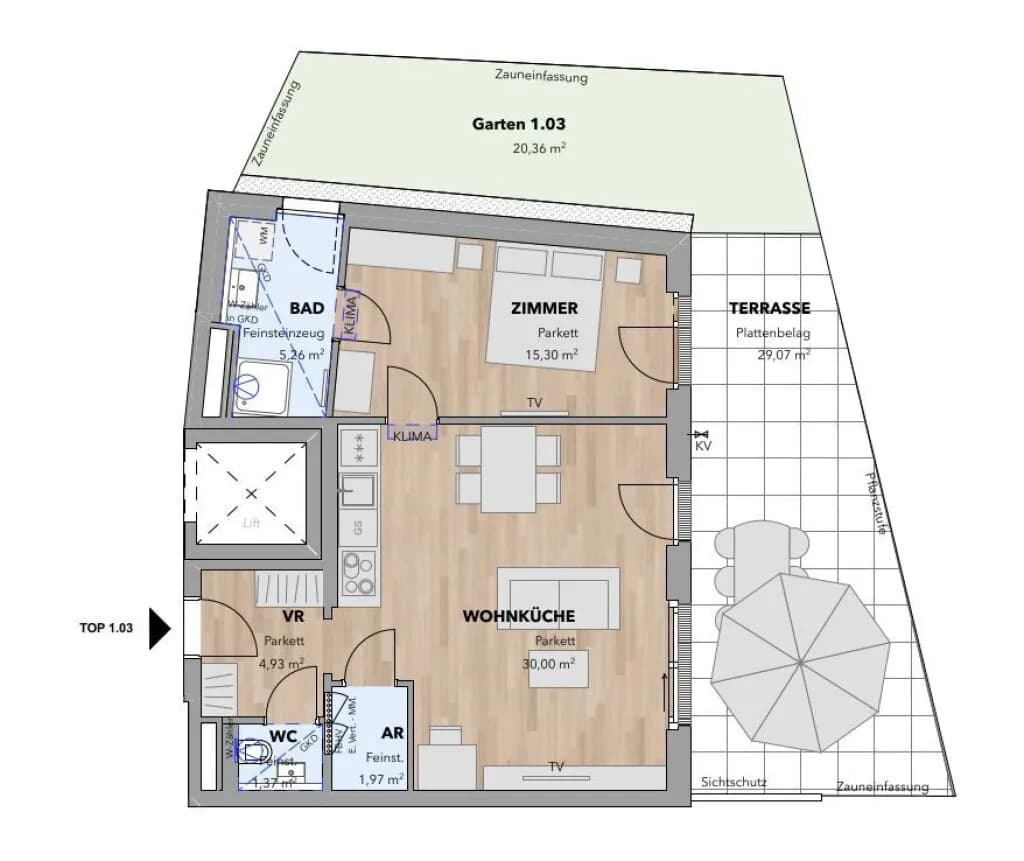 2-Zimmer-Wohnung kaufen in Sankt Pölten Land – 58,83 m², € 379.400 – Bild 3 von 15