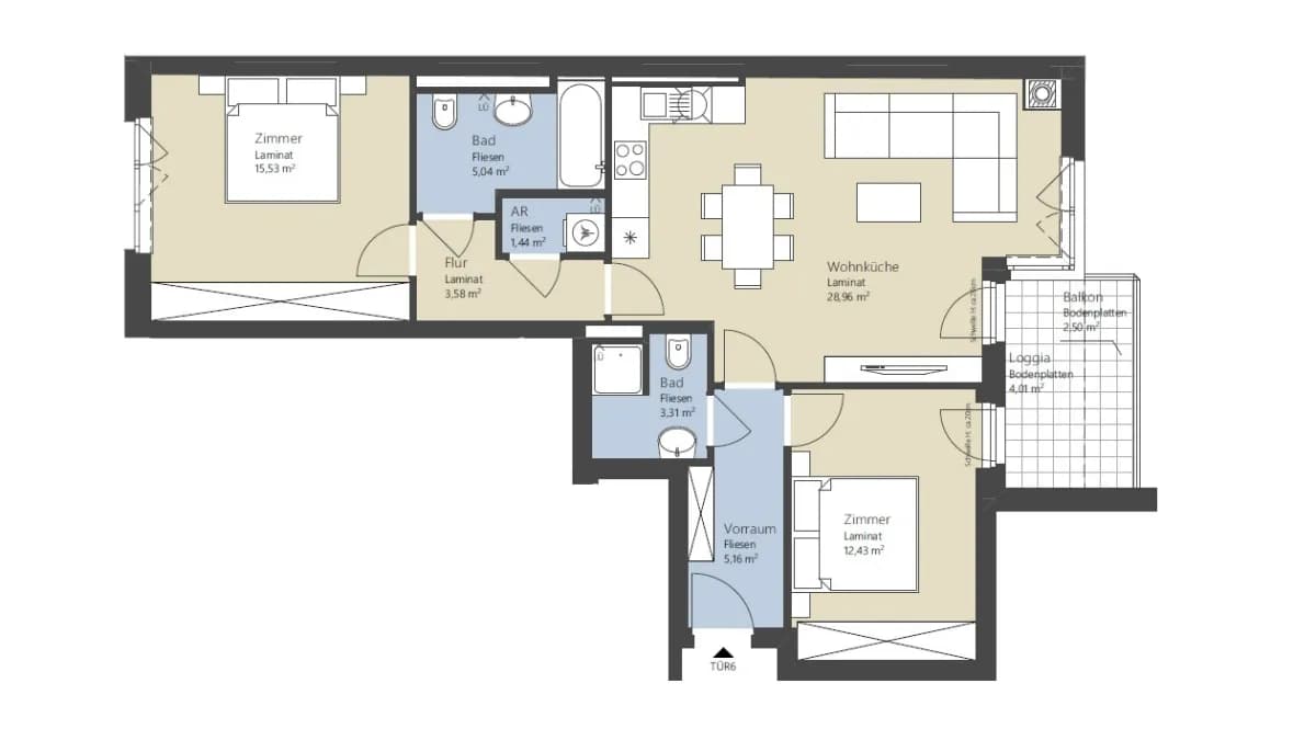 3-Zimmer-Wohnung mieten in Wien – 79,46 m², € 1.300 – Bild 10 von 20