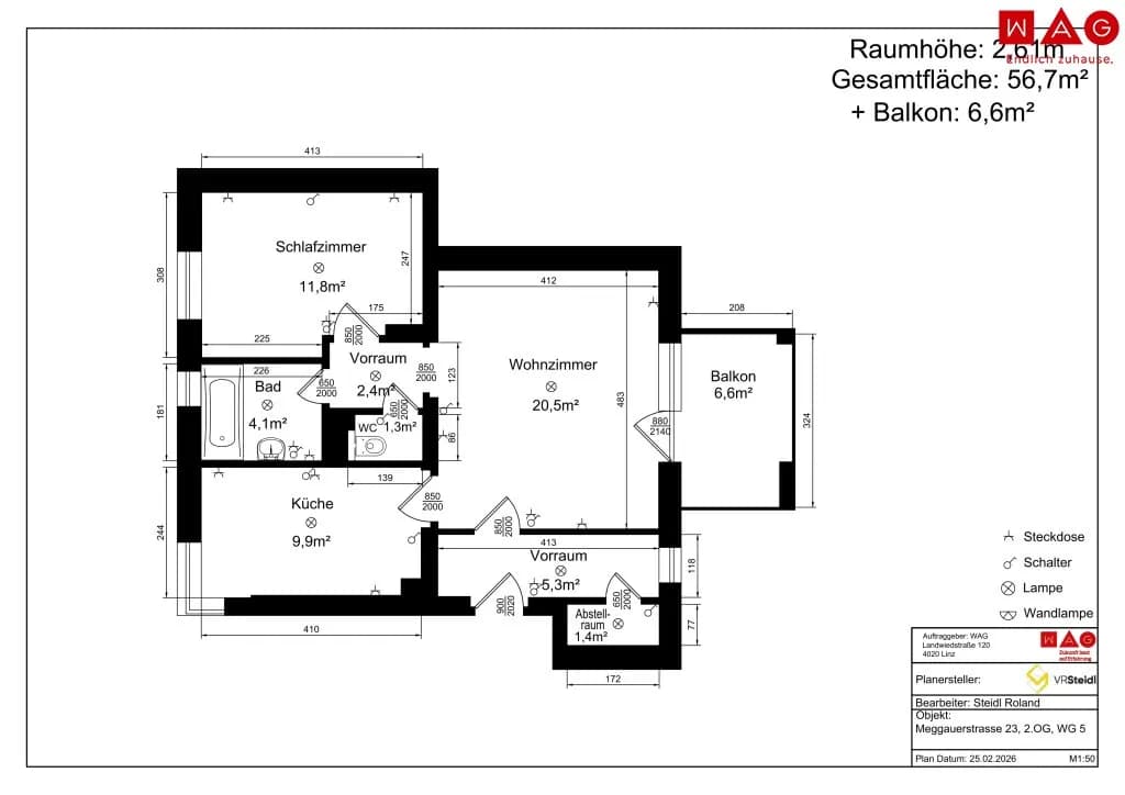 2-Zimmer-Wohnung mieten in Linz – 60,2 m², € 739 – Bild 7 von 8