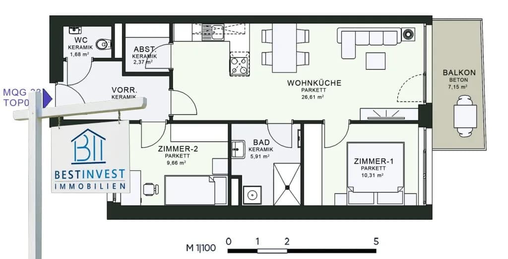3-Zimmer-Wohnung mieten in Graz – 62,62 m², € 933 – Bild 10 von 10