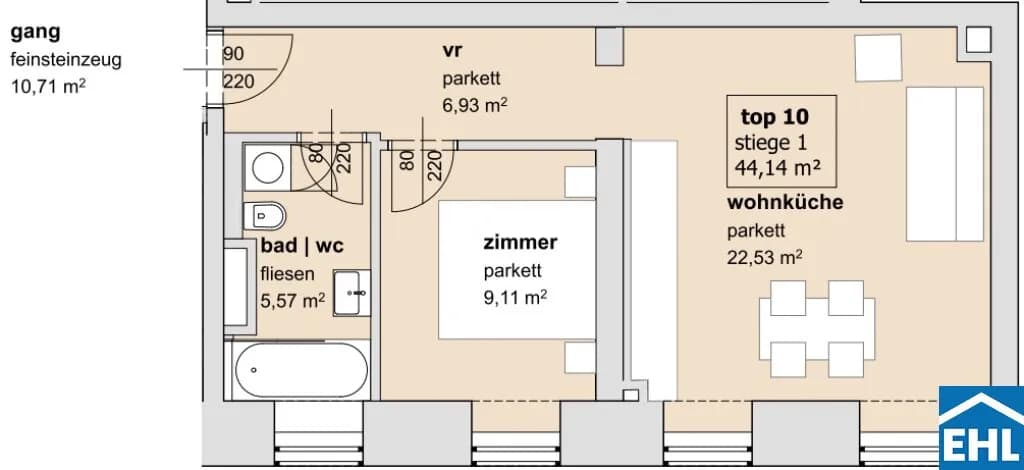 2-Zimmer-Wohnung mieten in Wien – 44,14 m², € 1.199 – Bild 10 von 10