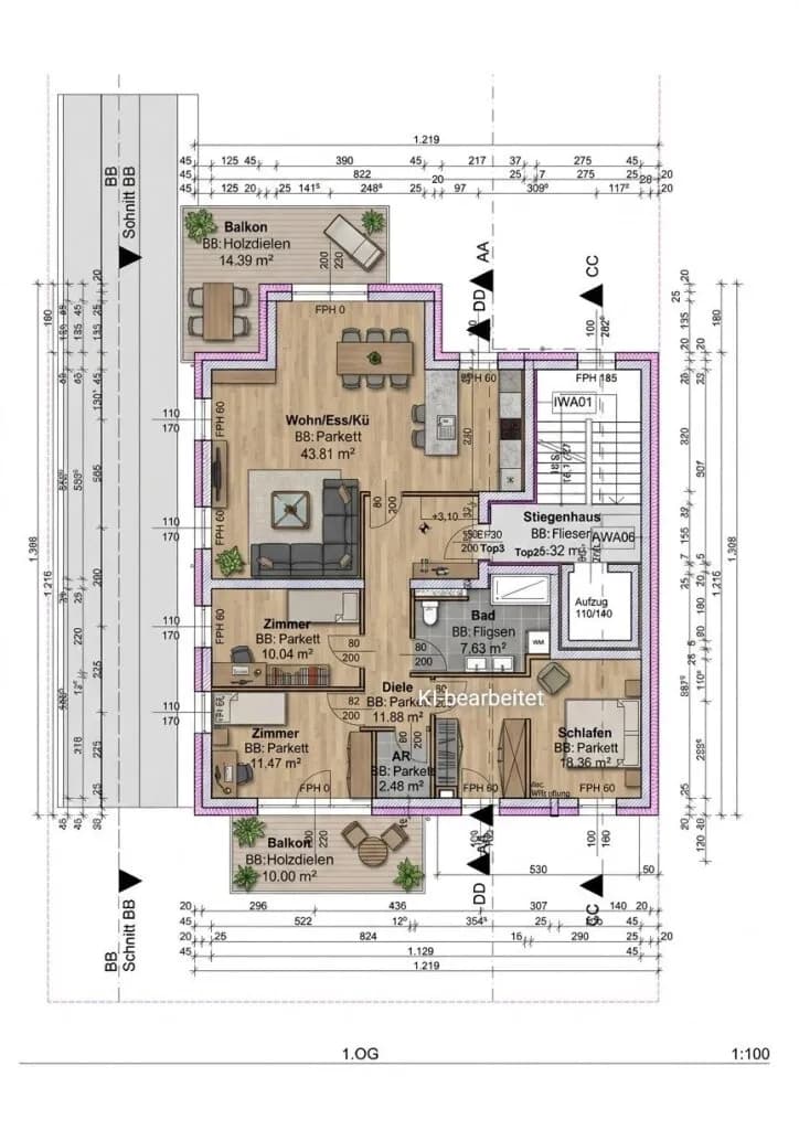 4-Zimmer-Wohnung kaufen in Linz – 105,67 m², € 623.300 – Bild 4 von 4