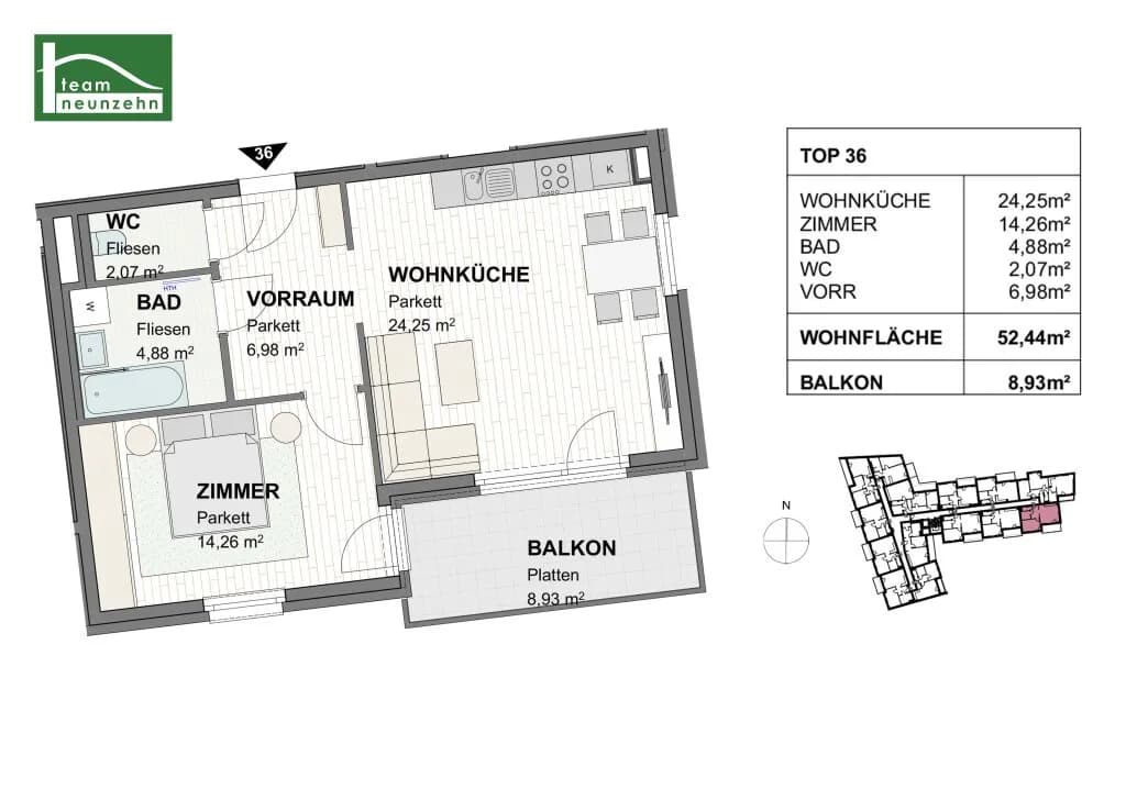 2-Zimmer-Wohnung mieten in Sankt Pölten – 52,44 m², € 849 – Bild 17 von 17