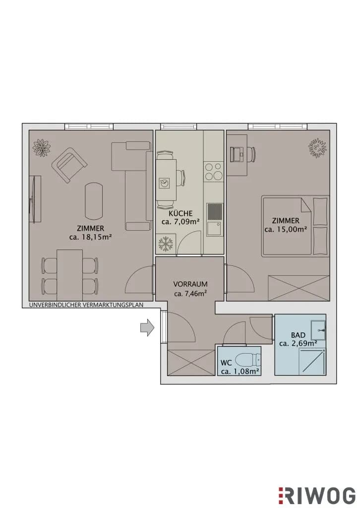 2-Zimmer-Wohnung kaufen in Wien – 51,06 m², € 199.000 – Bild 22 von 23