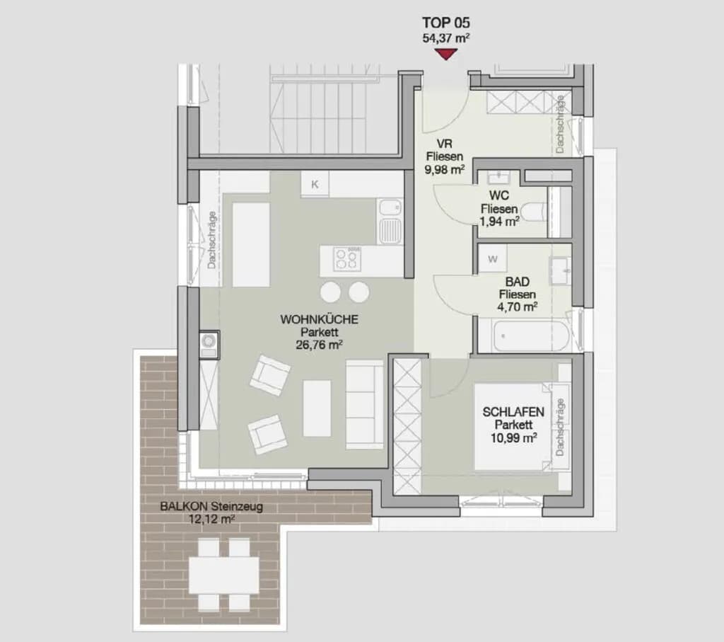 2-Zimmer-Wohnung mieten in Korneuburg – 54,37 m², € 1.353 – Bild 22 von 23