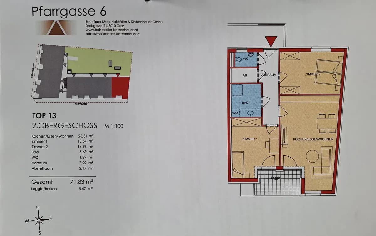 2-Zimmer-Wohnung mieten in Graz – 72 m², € 1.125 – Bild 5 von 5