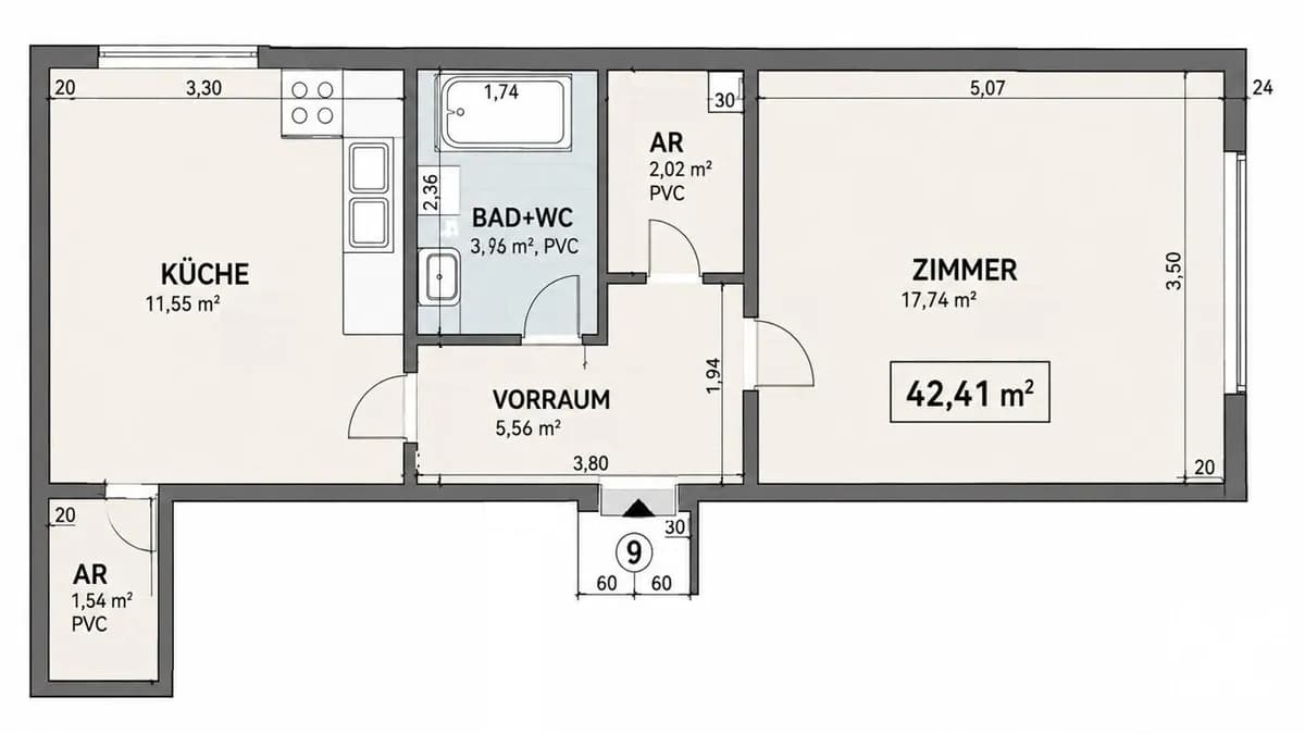 1-Zimmer-Wohnung kaufen in Wien – 42,41 m², € 145.000 – Bild 9 von 10