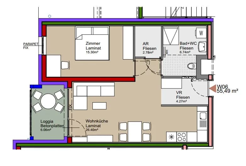 2-Zimmer-Wohnung mieten in Gänserndorf – 55,49 m², € 547 – Bild 2 von 2