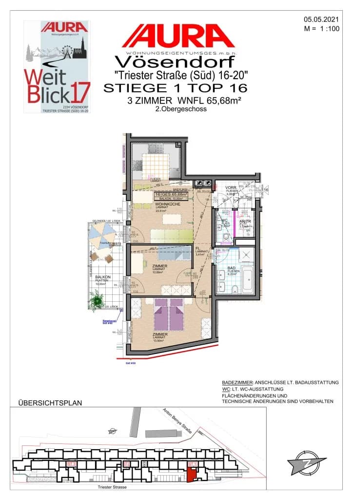 3-Zimmer-Wohnung mieten in Mödling – 65,68 m², € 1.099 – Bild 4 von 8
