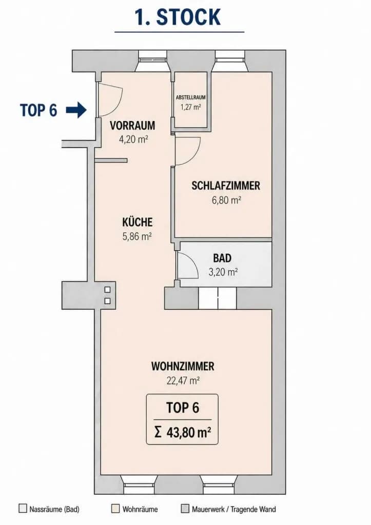 2-Zimmer-Wohnung kaufen in Wien – 44 m², € 219.000 – Bild 3 von 15