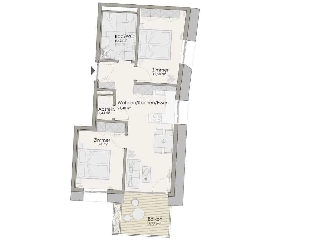 3-Zimmer-Wohnung kaufen in Innsbruck – 56,32 m², € 533.600 – Bild 3 von 11
