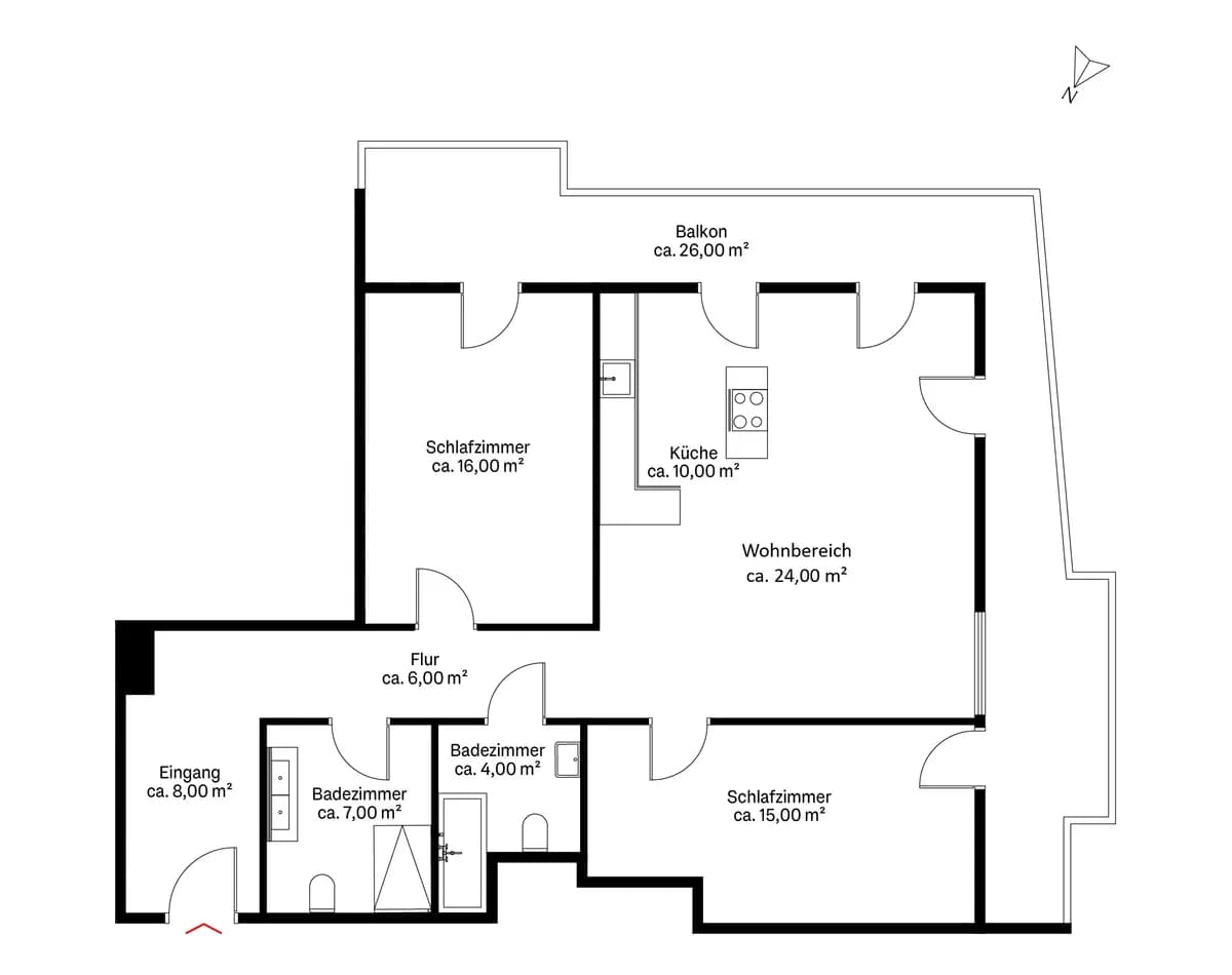 3-Zimmer-Wohnung mieten in Wien – 89 m², € 2.425 – Bild 4 von 12