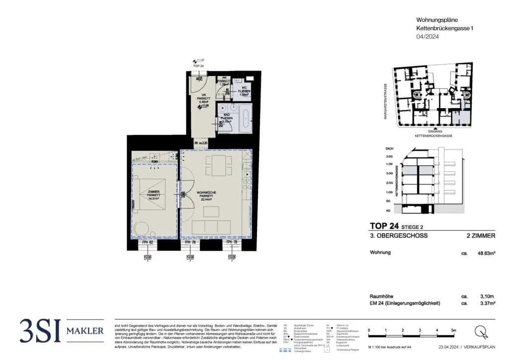 2-Zimmer-Wohnung kaufen in Wien – 48,63 m², € 549.000 – Bild 6 von 6