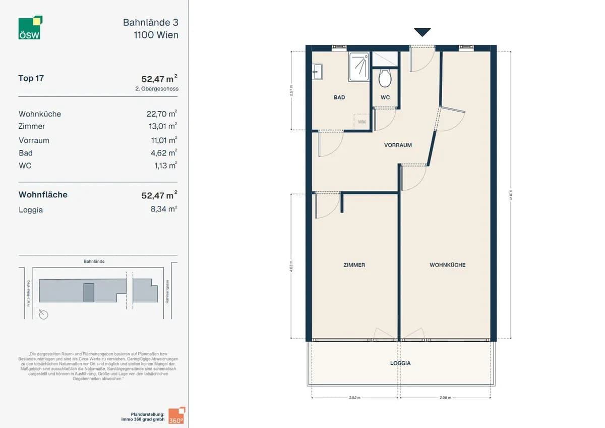 2-Zimmer-Wohnung mieten in Wien – 60,81 m², € 403 – Bild 2 von 9