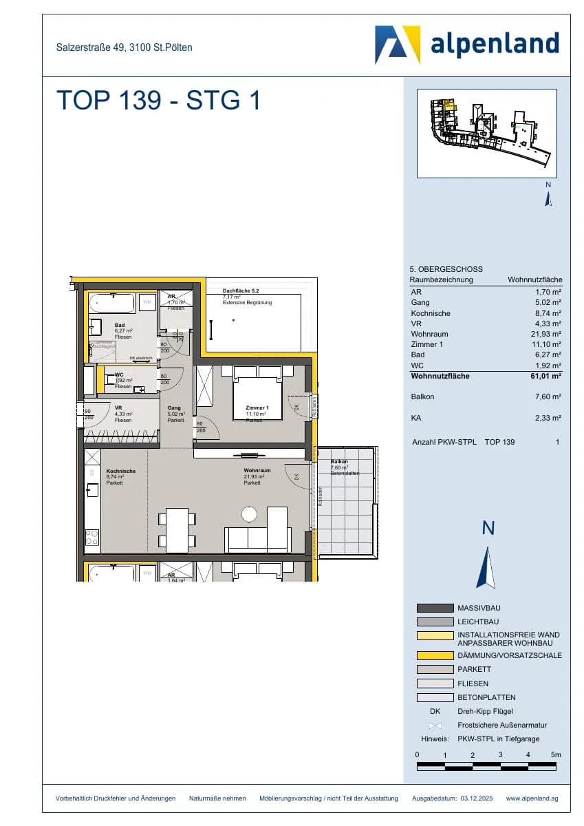 2-Zimmer-Wohnung kaufen in Sankt Pölten – 61,01 m², € 281.089 – Bild 7 von 7