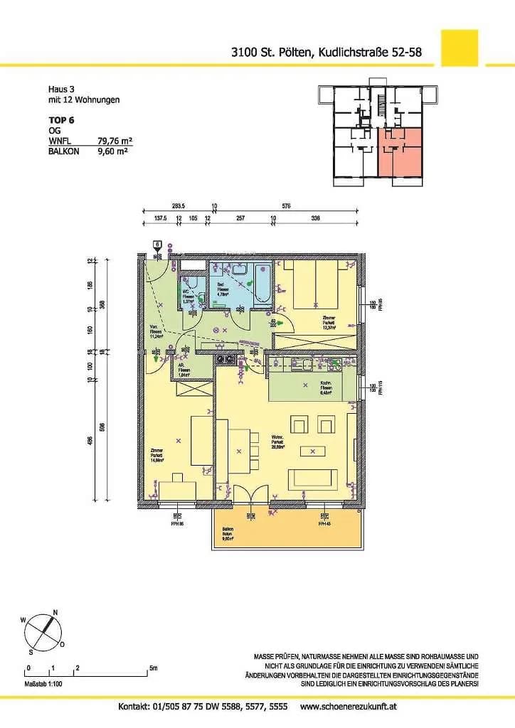 3-Zimmer-Wohnung mieten in Sankt Pölten – 79,76 m², € 1.185 – Bild 10 von 16
