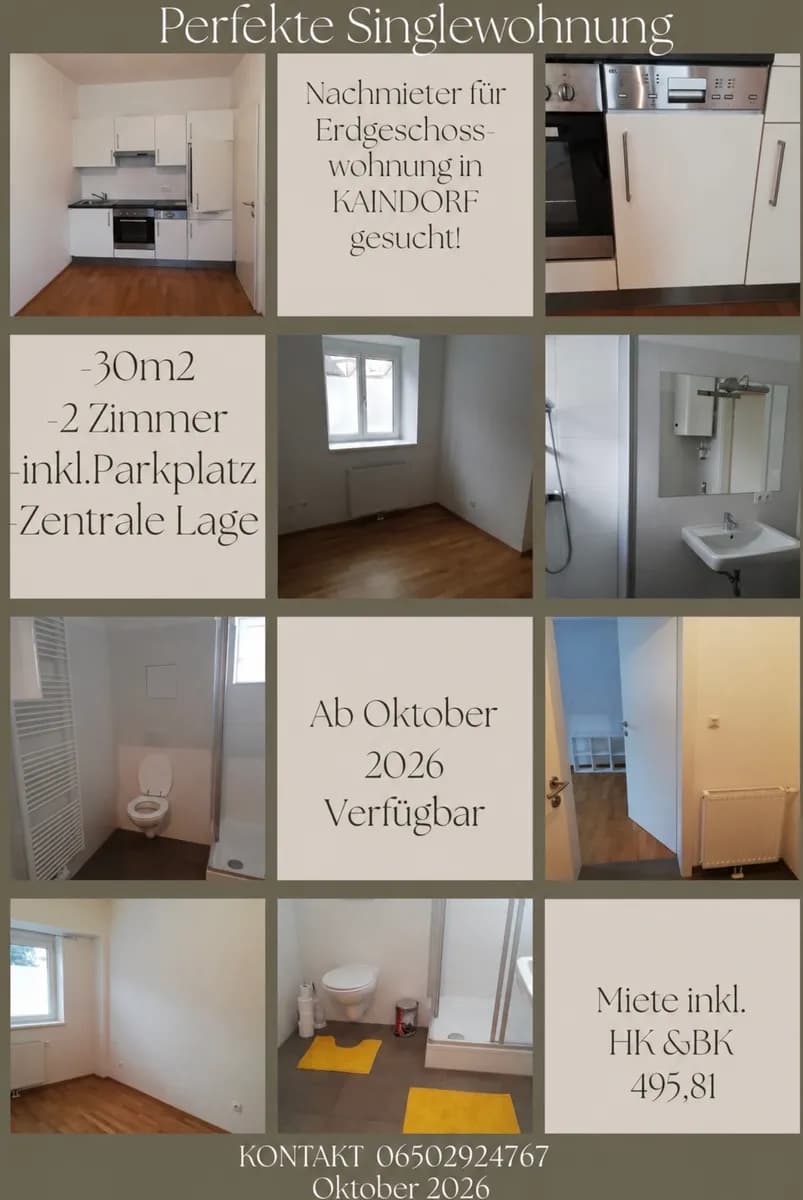 1-Zimmer-Wohnung mieten in Leibnitz – 30 m², € 496
