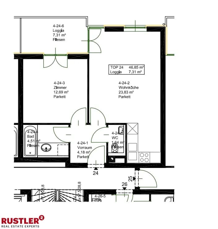 2-Zimmer-Wohnung mieten in Wien – 47 m², € 1.249 – Bild 10 von 10