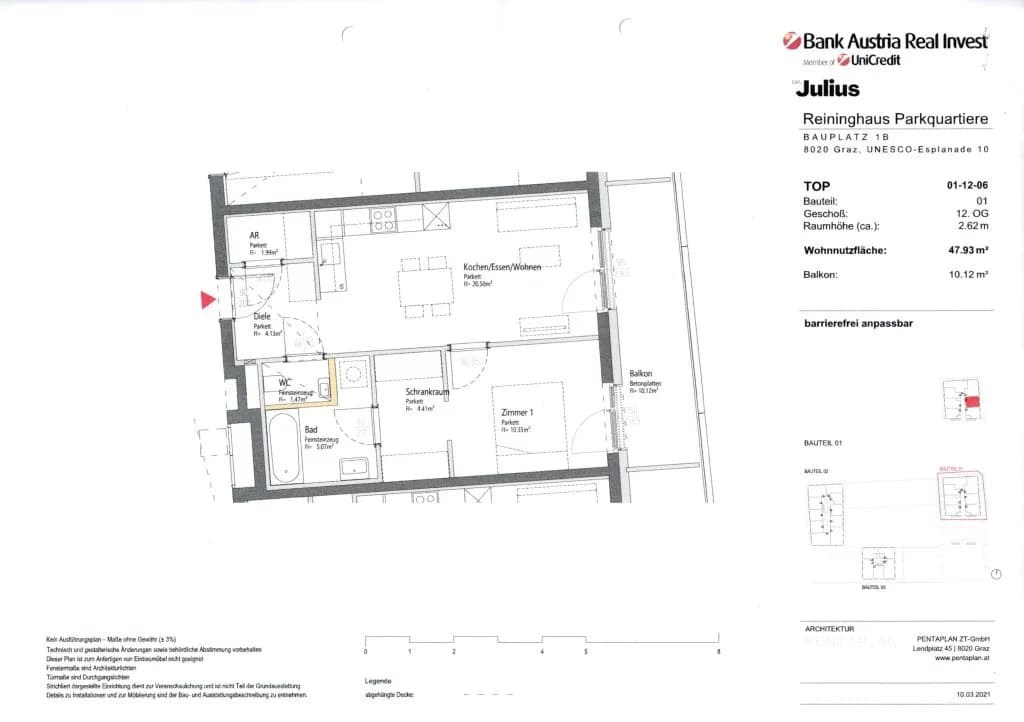 2-Zimmer-Wohnung mieten in Graz – 48 m², € 765 – Bild 20 von 20