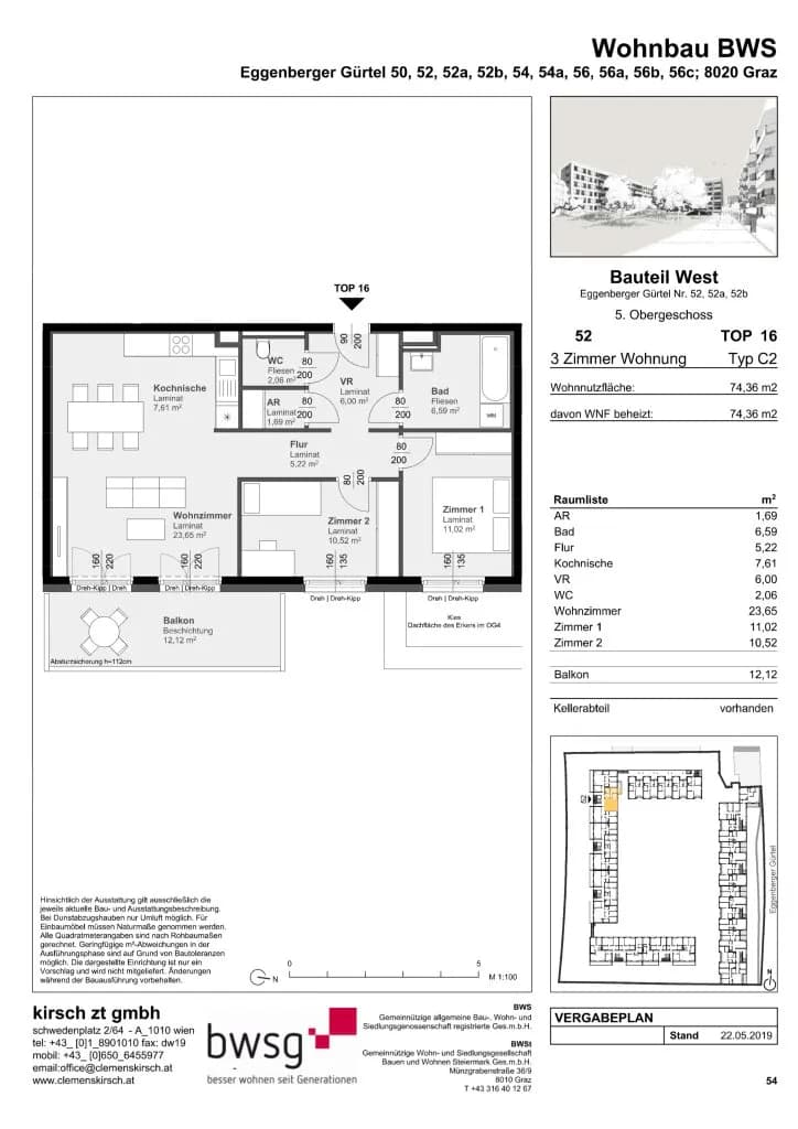 3-Zimmer-Wohnung mieten in Graz – 74,36 m², € 912 – Bild 13 von 13