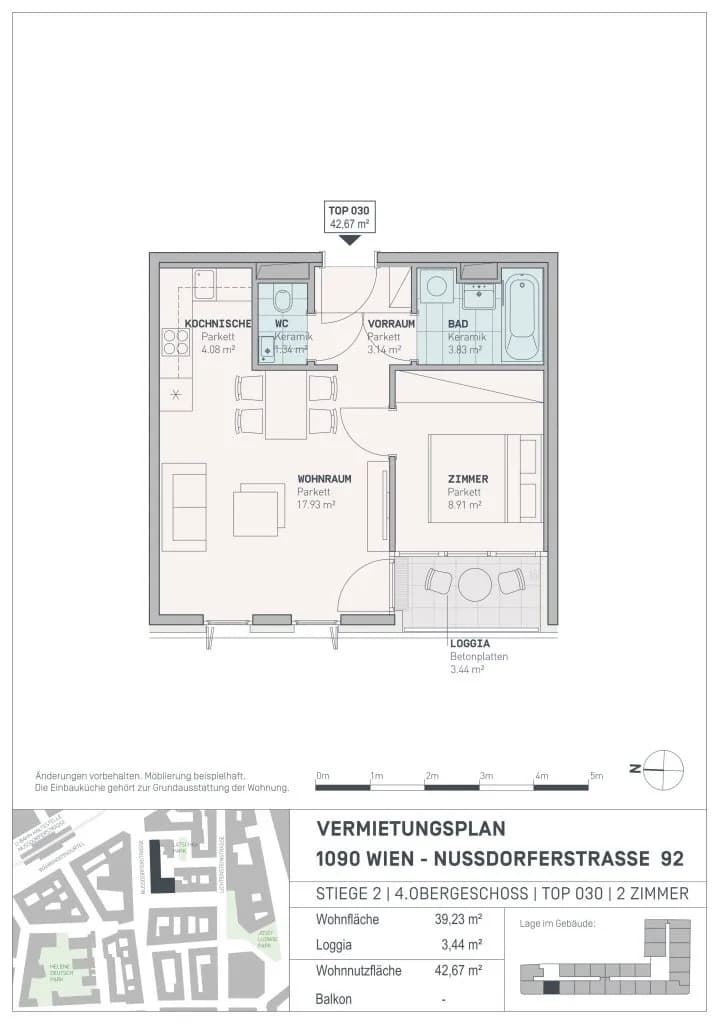 2-Zimmer-Wohnung mieten in Wien – 42,67 m², € 1.000 – Bild 8 von 9