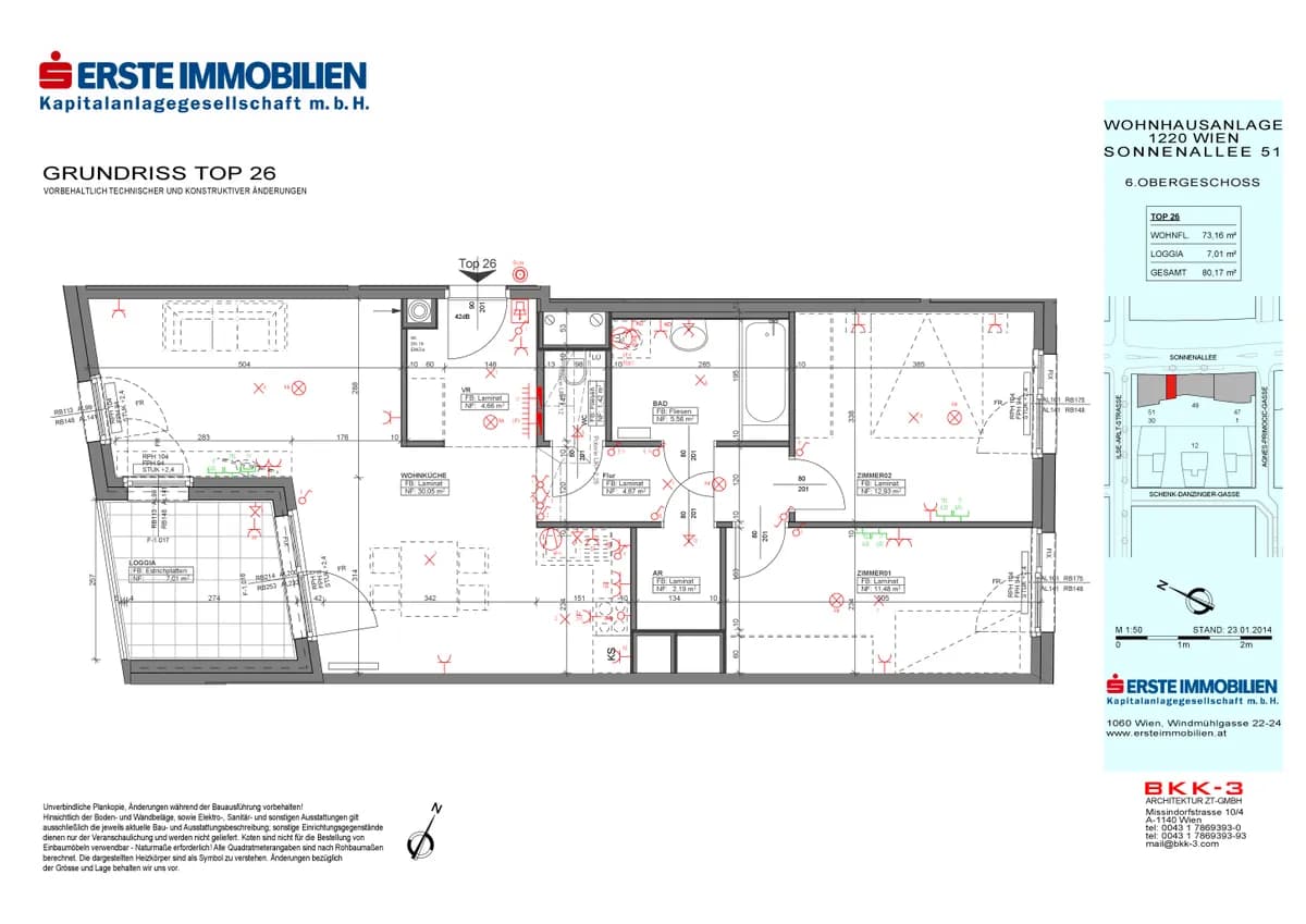 3-Zimmer-Wohnung mieten in Wien – 80,17 m², € 1.449