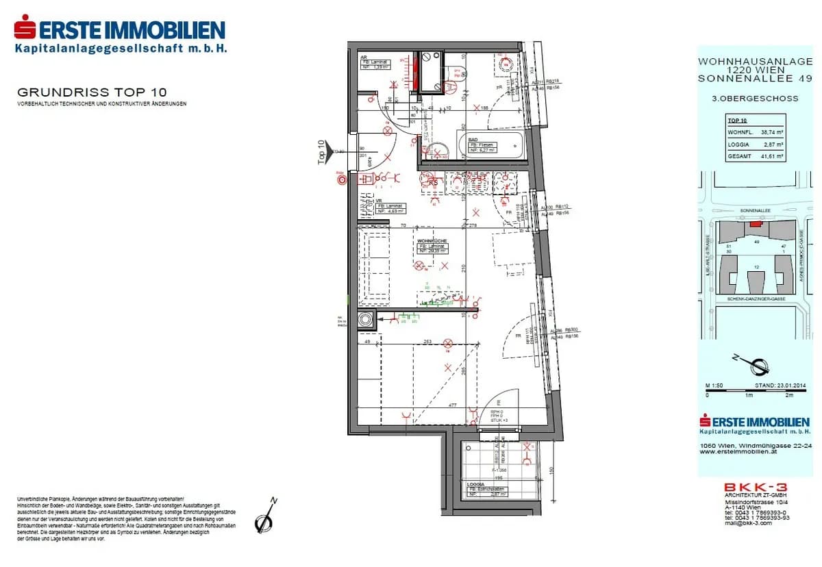 1-Zimmer-Wohnung mieten in Wien – 41,61 m², € 578