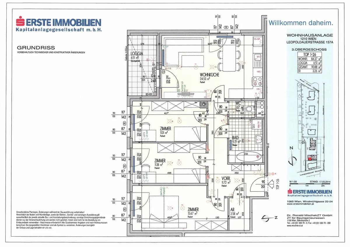 4-Zimmer-Wohnung mieten in Wien – 90,88 m², € 1.602 – Bild 2 von 6