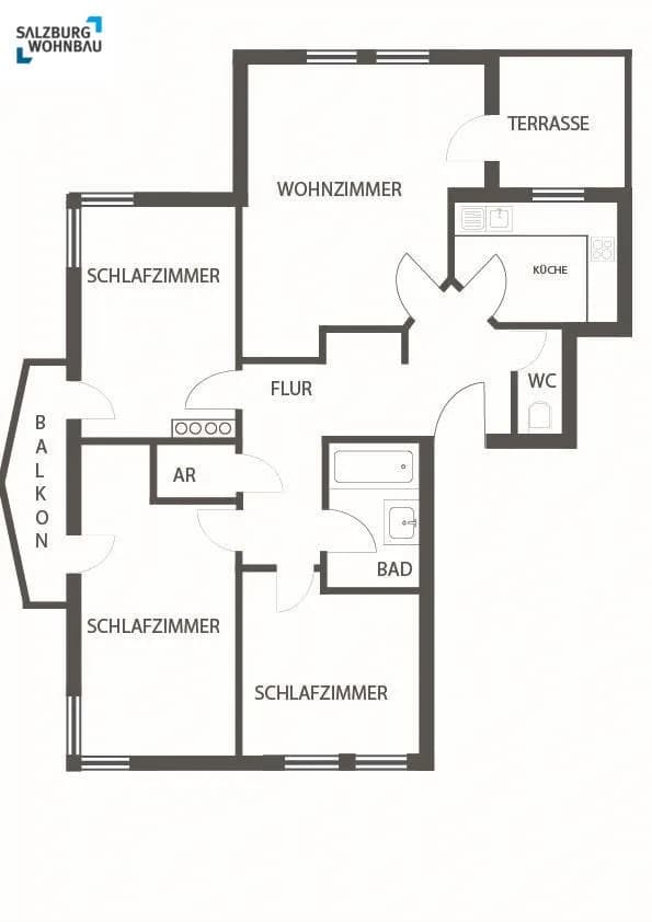 4-Zimmer-Wohnung mieten in Sankt Johann im Pongau – 89 m², € 1.348 – Bild 2 von 2