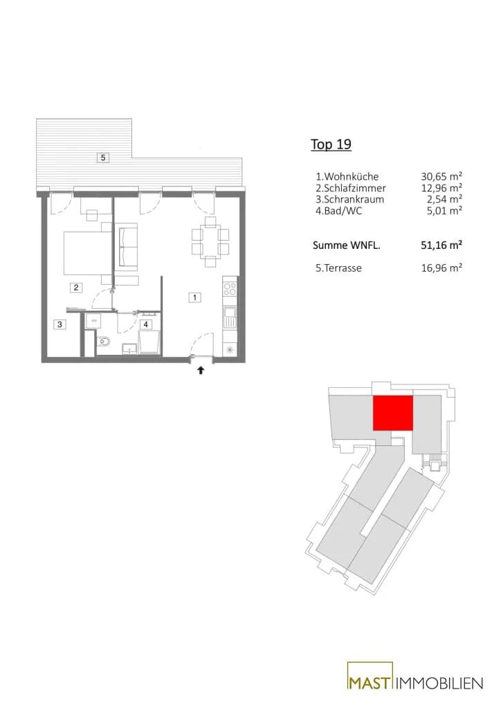 2-Zimmer-Wohnung mieten in Korneuburg – 52 m², € 935 – Bild 13 von 13