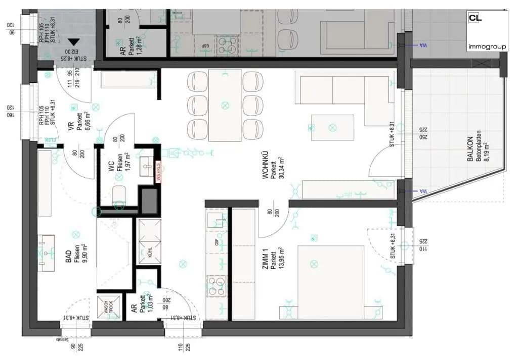 2-Zimmer-Wohnung mieten in Braunau am Inn – 63,85 m², € 973 – Bild 2 von 2