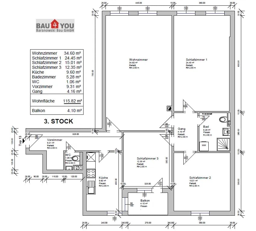 4-Zimmer-Wohnung mieten in Wien – 115,82 m², € 1.994 – Bild 5 von 13