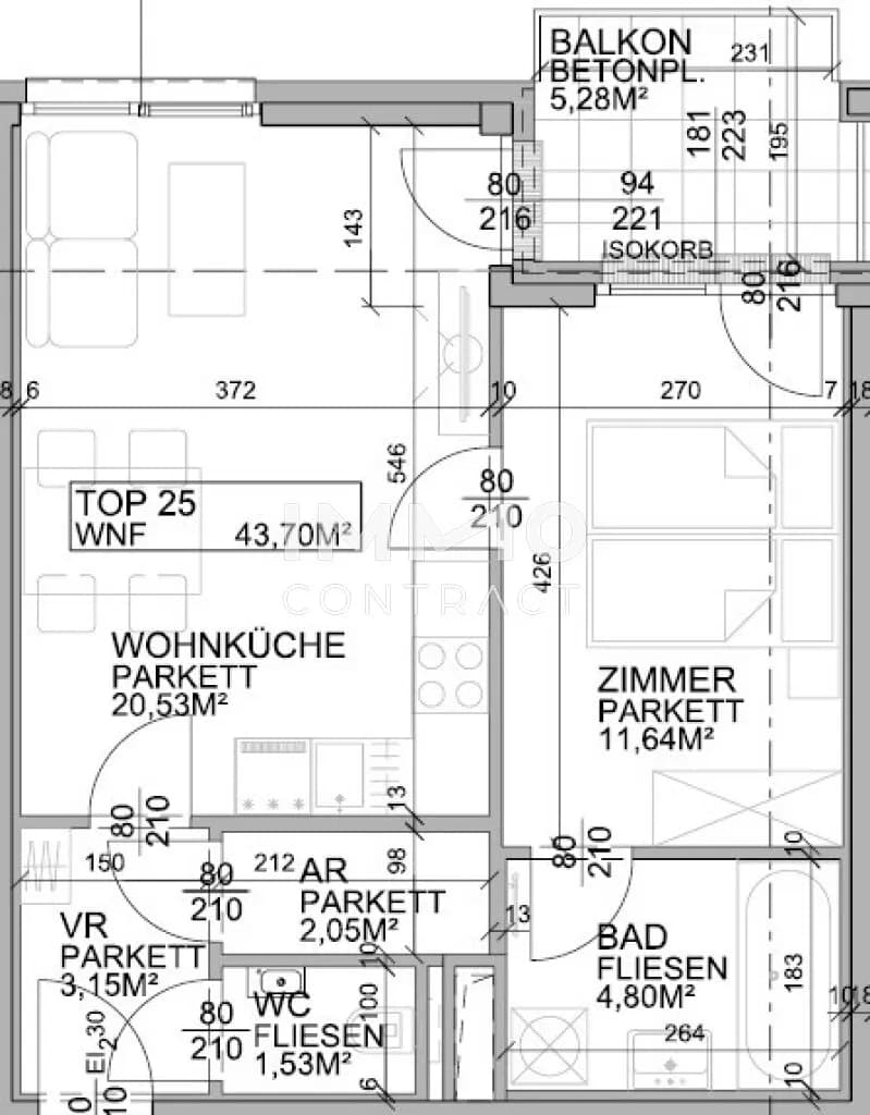 2-Zimmer-Wohnung mieten in Wien – 43,7 m², € 860 – Bild 6 von 6