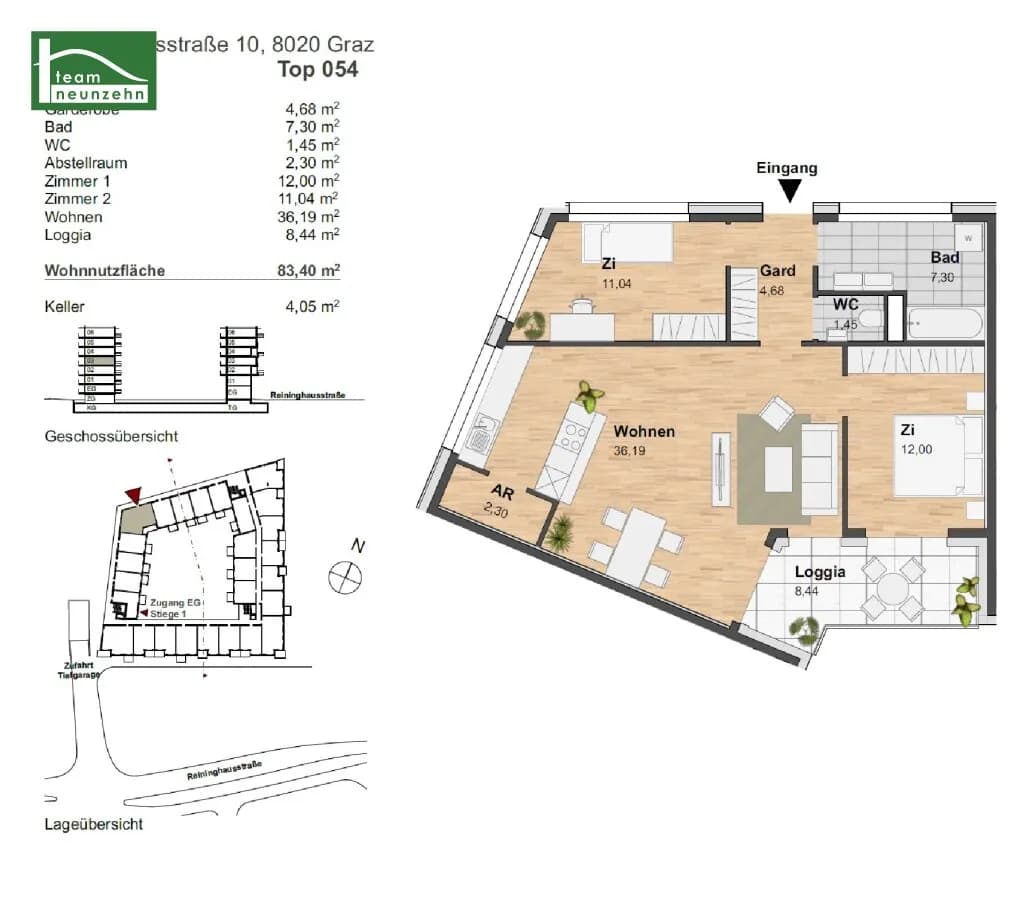 3-Zimmer-Wohnung mieten in Graz – 74,96 m², € 1.349 – Bild 32 von 32