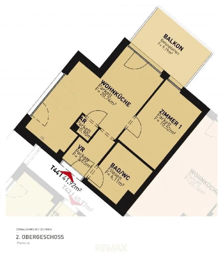 2-Zimmer-Wohnung kaufen in Wien – 41,5 m², € 345.500 – Bild 4 von 4