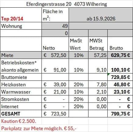 3-Zimmer-Wohnung mieten in Linz Land – 49 m², € 730 – Bild 3 von 9