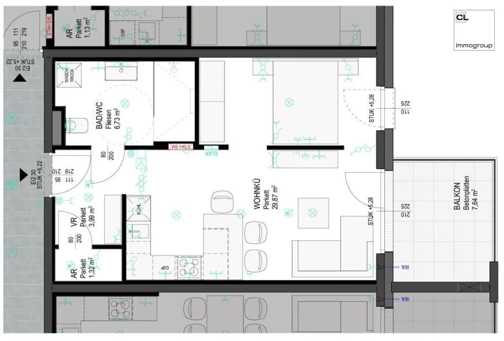 1-Zimmer-Wohnung mieten in Braunau am Inn – 41,91 m², € 736 – Bild 2 von 2