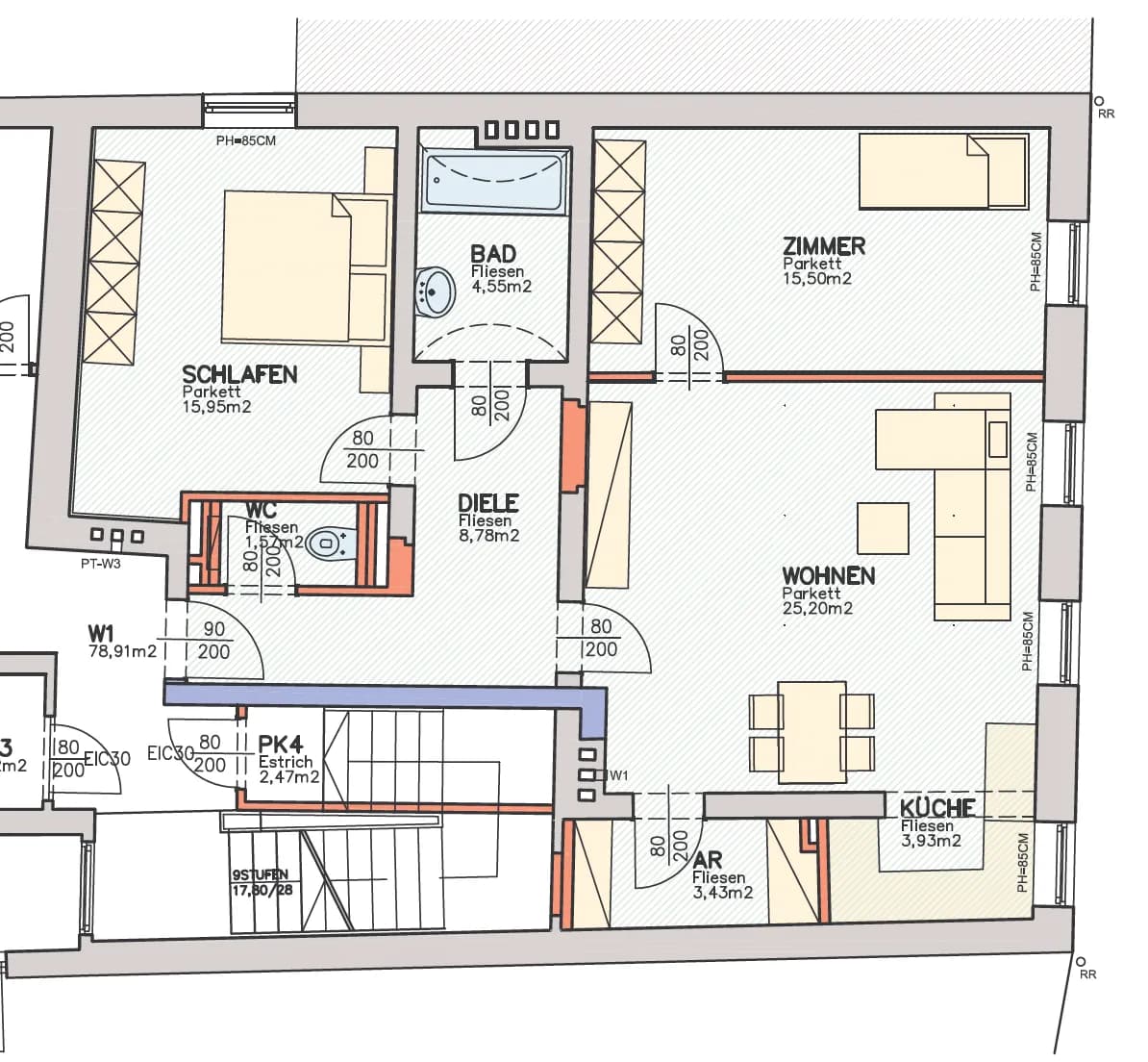 3-Zimmer-Wohnung mieten in Linz – 79 m², € 850