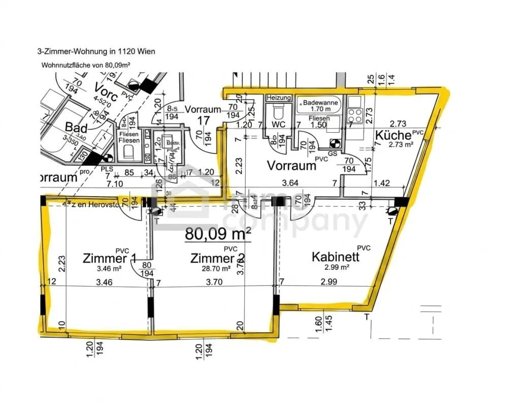 3-Zimmer-Wohnung mieten in Wien – 80 m², € 1.450 – Bild 10 von 11