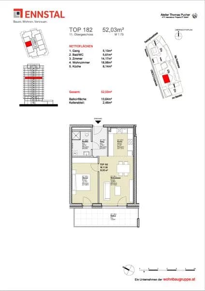 2-Zimmer-Wohnung mieten in Graz – 52,03 m², € 842 – Bild 7 von 7