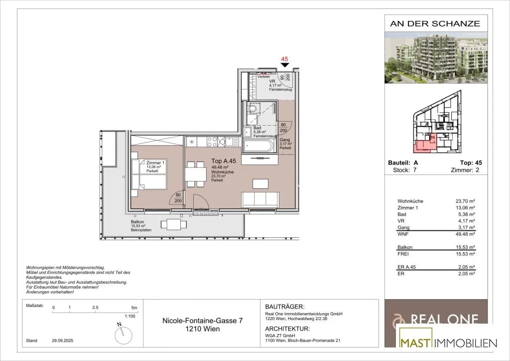 2-Zimmer-Wohnung mieten in Wien – 49,48 m², € 1.100 – Bild 11 von 11