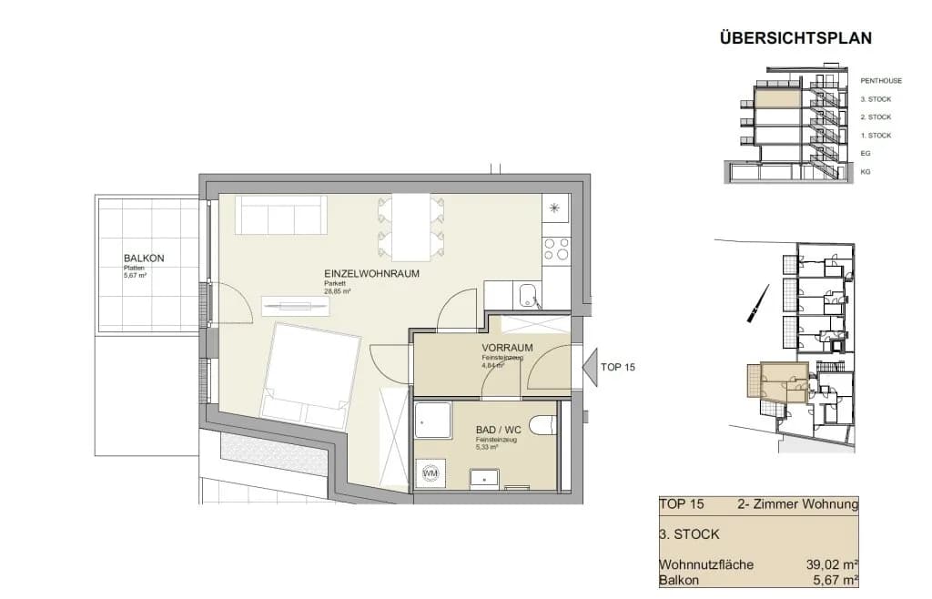 1-Zimmer-Wohnung mieten in Graz – 39 m², € 620 – Bild 9 von 9