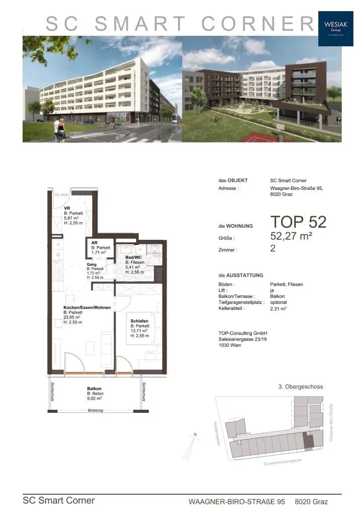 2-Zimmer-Wohnung mieten in Graz – 51 m², € 766 – Bild 14 von 14
