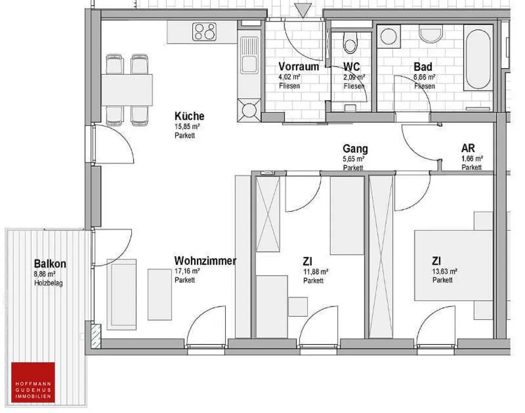 3-Zimmer-Wohnung mieten in Graz – 78 m², € 1.180 – Bild 7 von 7