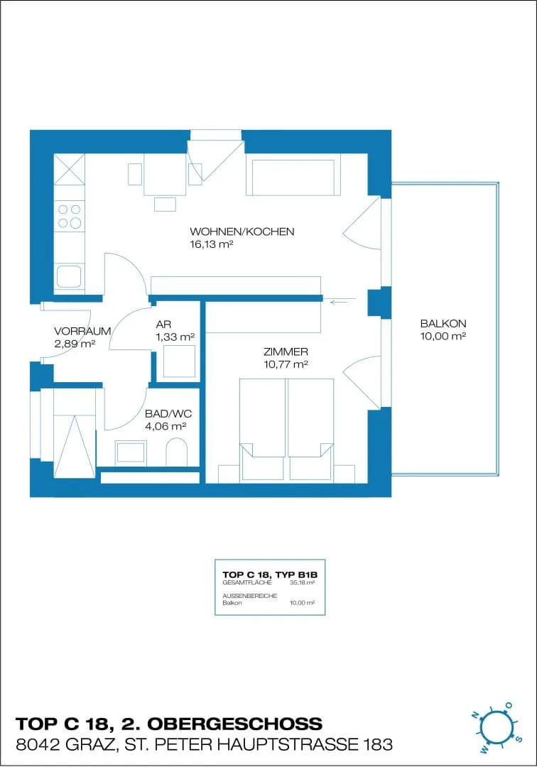 2-Zimmer-Wohnung mieten in Graz – 35,48 m², € 681 – Bild 11 von 11