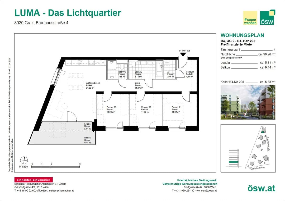 4-Zimmer-Wohnung mieten in Graz – 99,96 m², € 1.446 – Bild 2 von 6