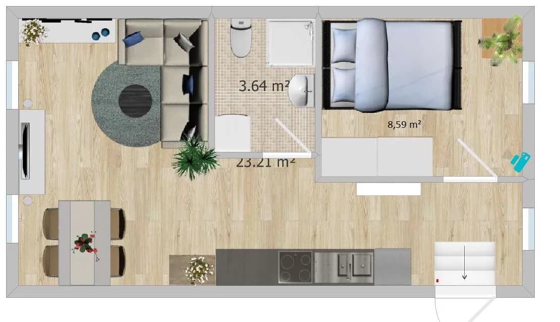 2-Zimmer-Wohnung mieten in Wels-Land – 35 m², € 590 – Bild 2 von 9