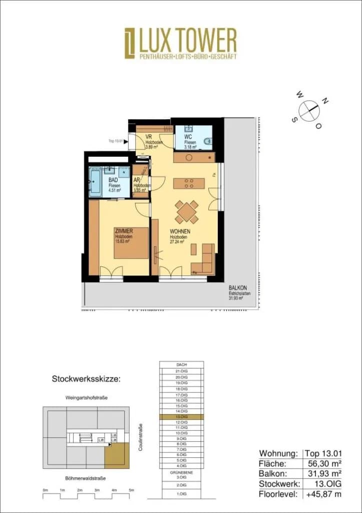 2-Zimmer-Wohnung mieten in Linz – 56,3 m², € 1.050 – Bild 6 von 6