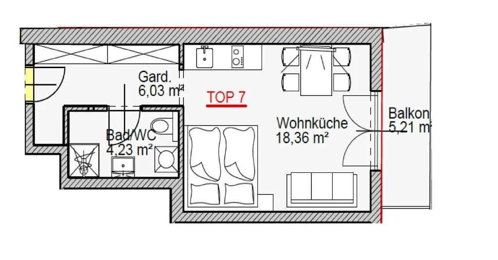 1-Zimmer-Wohnung kaufen in Gmunden – 28,62 m², € 98.500 – Bild 10 von 10
