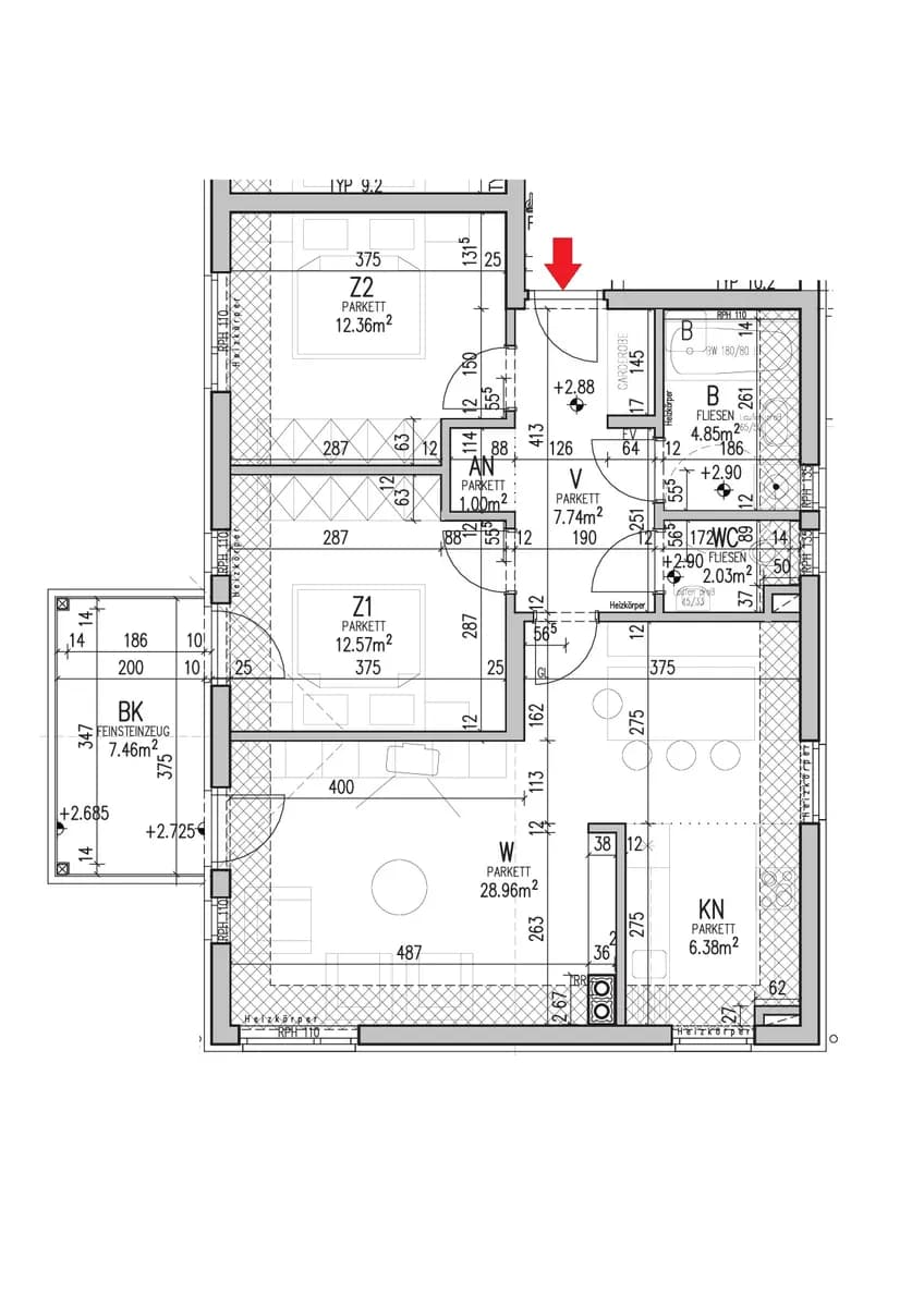 3-Zimmer-Wohnung mieten in Murau – 75,8 m², € 705 – Bild 2 von 2